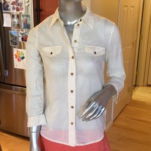 Maeve Anthropologie polkadot button up lon…